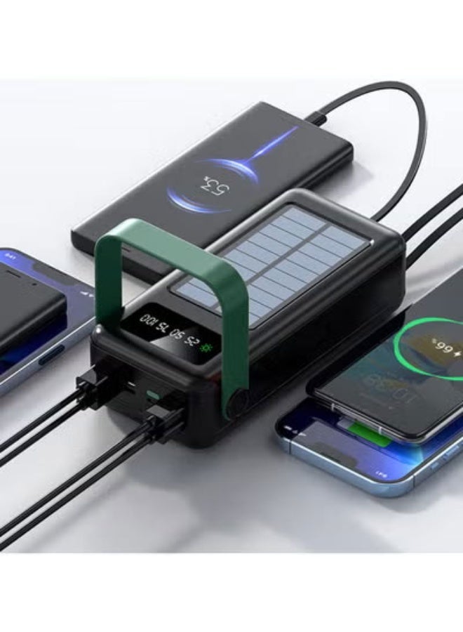 جرين ليون بنك طاقة 80000mAh، شاحن محمول يعمل بالطاقة الشمسية، حزمة بطارية بشحن سريع مع USB-C و USB-A و Lightning و Micro USB، شاحن شمسى محمول متوافق مع iPhone 17-12 Series، سامسونج، iPad، AirPods، Switch، شاومي - Image 2